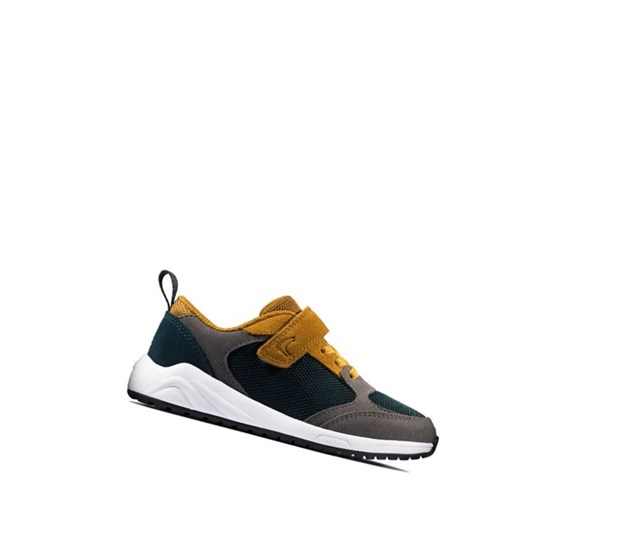 Clarks Aeon Flex Textilne Tenisky Chlapcenske Tmavo Siva Žlté | JSVQ-68175