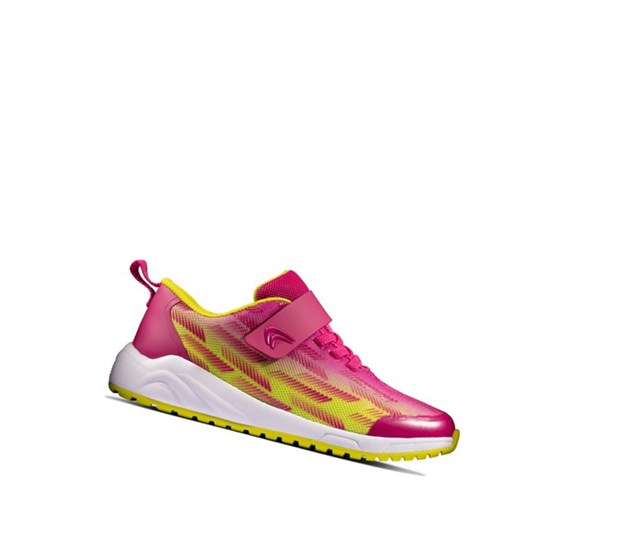 Clarks Aeon Pace Kozene Tenisky Chlapcenske Ruzove Citrón | BOAW-10596