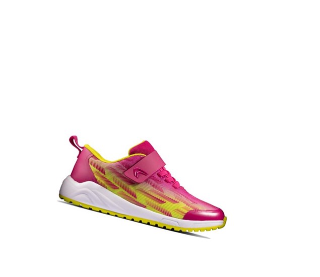 Clarks Aeon Pace Kozene Tenisky Chlapcenske Ruzove Citrón | OZQX-30917