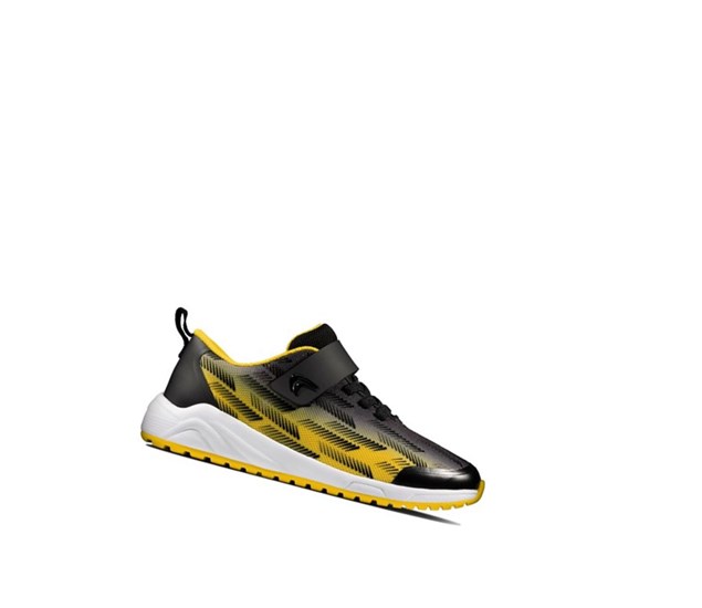 Clarks Aeon Pace Kozene Tenisky Chlapcenske Čierne Žlté | ROAH-84623