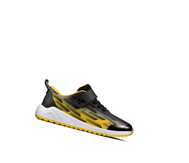 Clarks Aeon Pace Kozene Tenisky Chlapcenske Čierne Žlté | SZWJ-83562