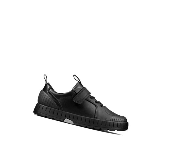 Clarks Apollo Step Kozene Skolske Topanky Chlapcenske Čierne | QMUN-54107