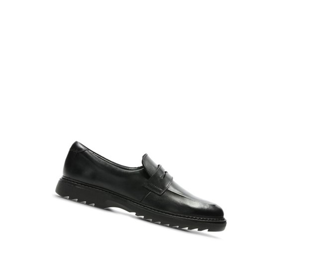 Clarks Asher Stride Kozene Slip On Tenisky Chlapcenske Čierne | RJTD-07412