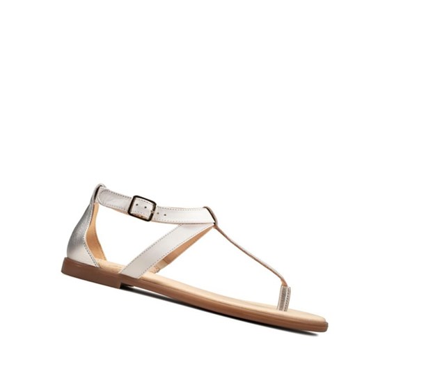 Clarks Bay Post Kozene Ploche Sandale Damske Biele | OIFU-19387