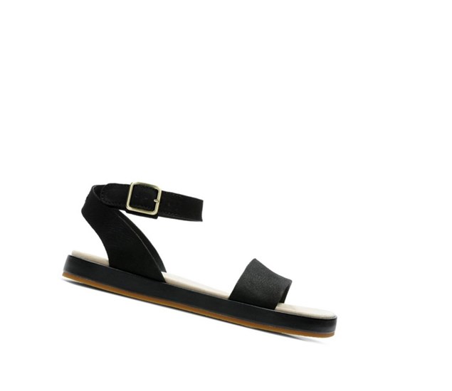 Clarks Botanic Ivy Nubuck Ploche Sandale Damske Čierne | KDHN-98463
