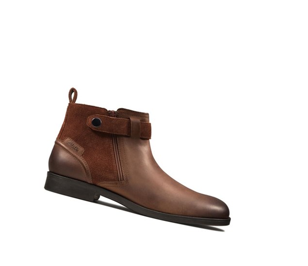 Clarks Brocton Zip Kozene Clenkove Cizmy Panske Hnede | EXBL-28397