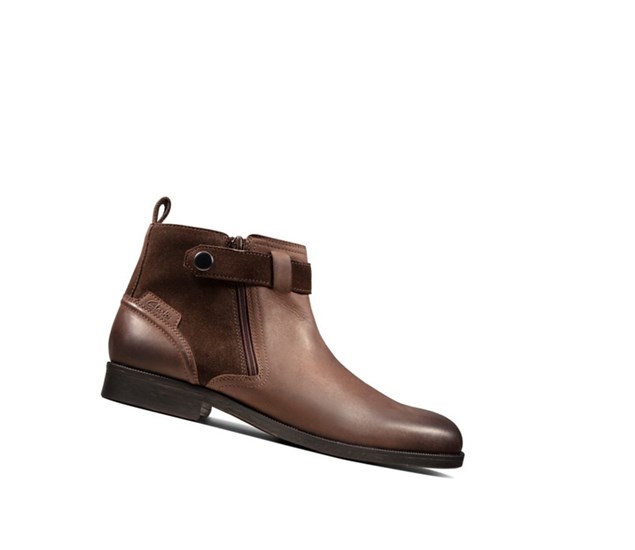 Clarks Brocton Zip Kozene Clenkove Cizmy Panske Hnede | XZKA-24081
