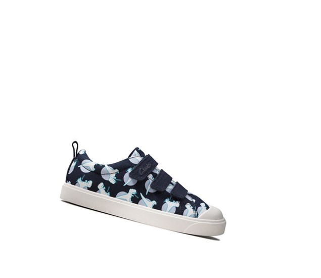 Clarks City Vibe Casual Obuv Dievcenske Námornícka Modrá | YVBR-79382