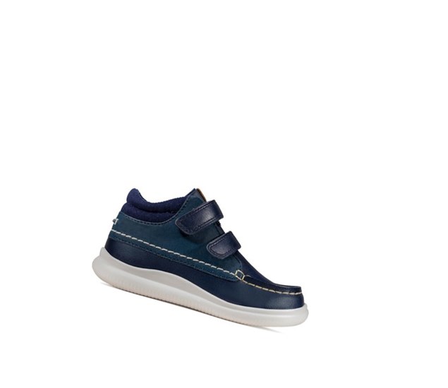 Clarks Crest Tuktu Kozene Ležérne Tenisky Chlapcenske Námornícka Modrá | HMUL-74389
