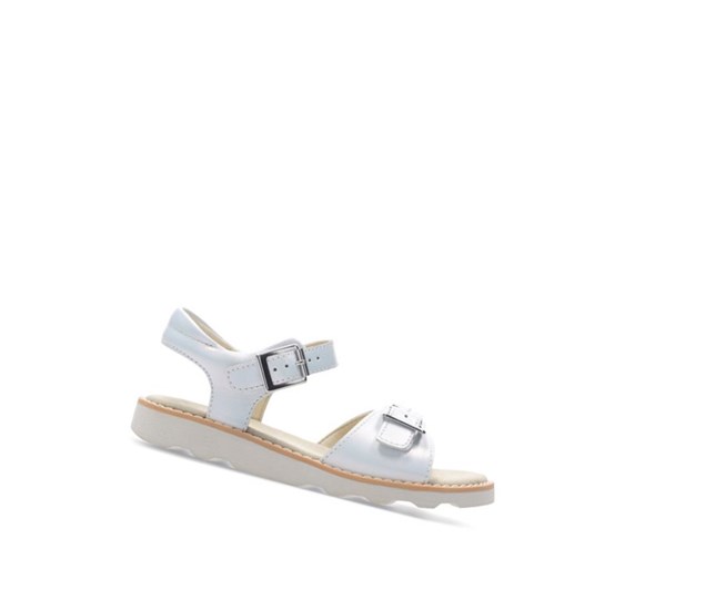 Clarks Crown Bloom Kozene Sandale Casual Dievcenske Biele | KPIM-42531