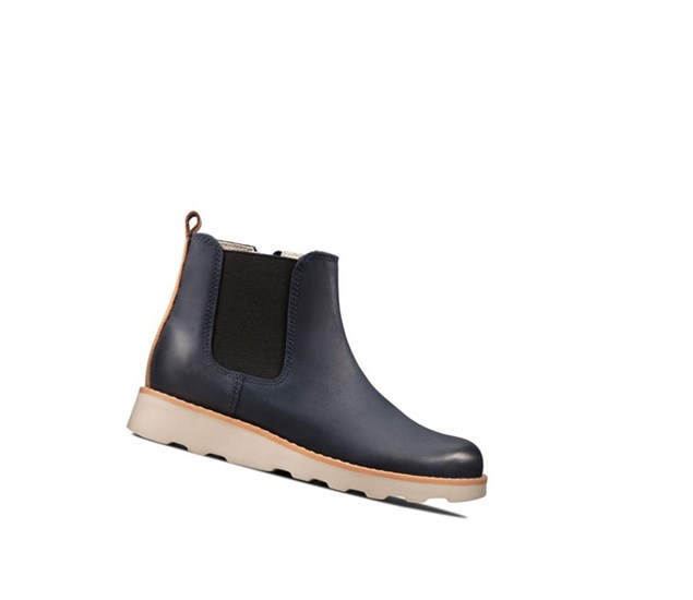 Clarks Crown Halo Kozene Chelsea Cizmy Dievcenske Námornícka Modrá | IWRB-76135