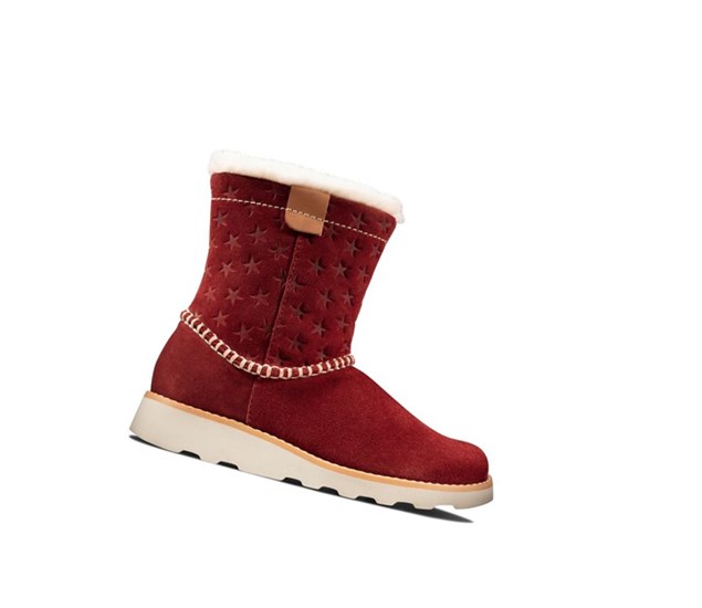 Clarks Crown Piper Semisove Semišové Čižmy Dievcenske Tmavo Červené | ULGR-83250