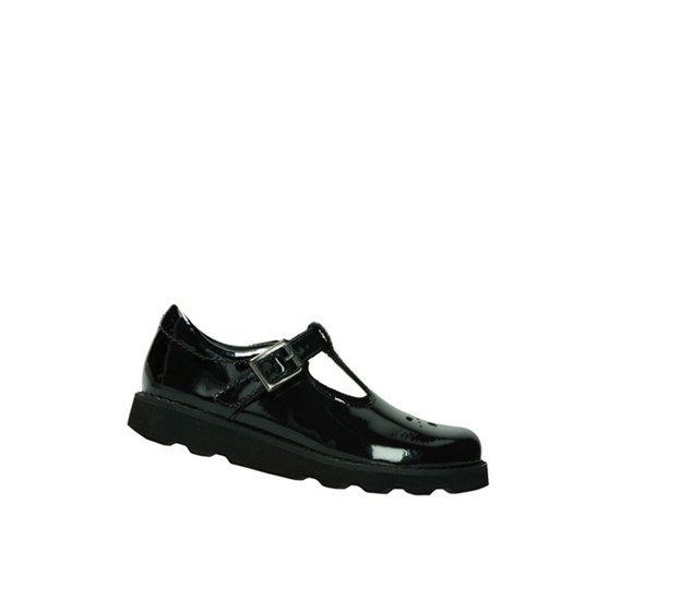 Clarks Crown Wish Lakovane Skolske Topanky Dievcenske Čierne | WUAH-27398