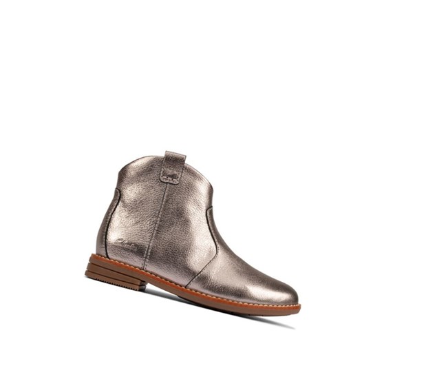 Clarks Drew North Kozene Kozene Cizmy Dievcenske Strieborne Metal | LBHW-87423