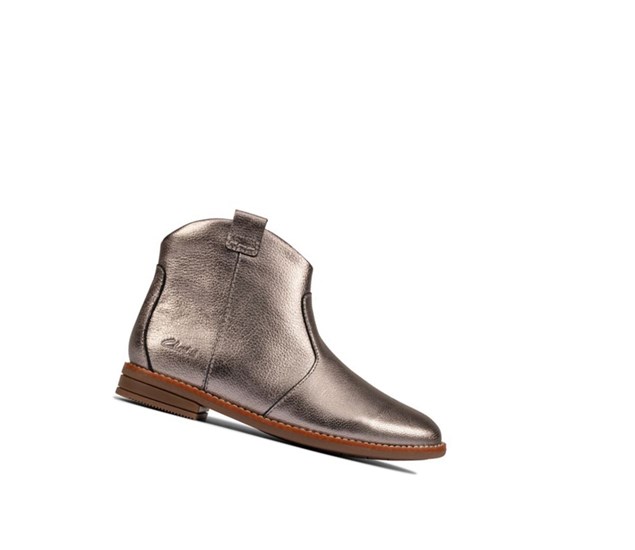 Clarks Drew North Kozene Kozene Cizmy Dievcenske Strieborne Metal | YUXD-01254
