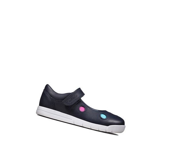 Clarks Emery Dot Kozene Ležérne Tenisky Dievcenske Námornícka Modrá | VSPY-58734