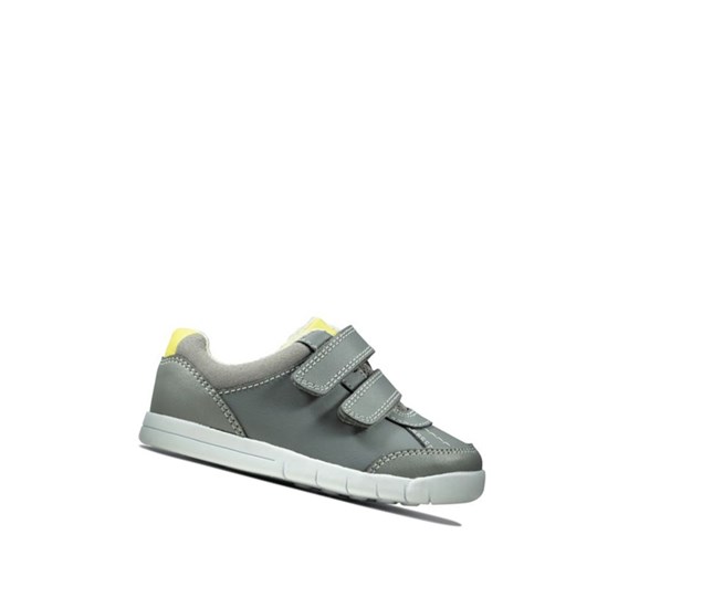 Clarks Emery Sky Kozene Ležérne Tenisky Chlapcenske Siva | JDYB-41958