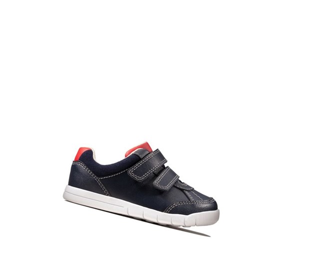 Clarks Emery Sky Kozene Ležérne Tenisky Dievcenske Námornícka Modrá | WYRQ-10893