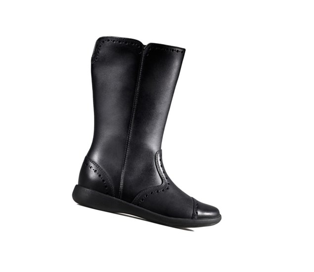 Clarks Etch Stride Kozene Kozene Cizmy Dievcenske Čierne | VJKG-52146
