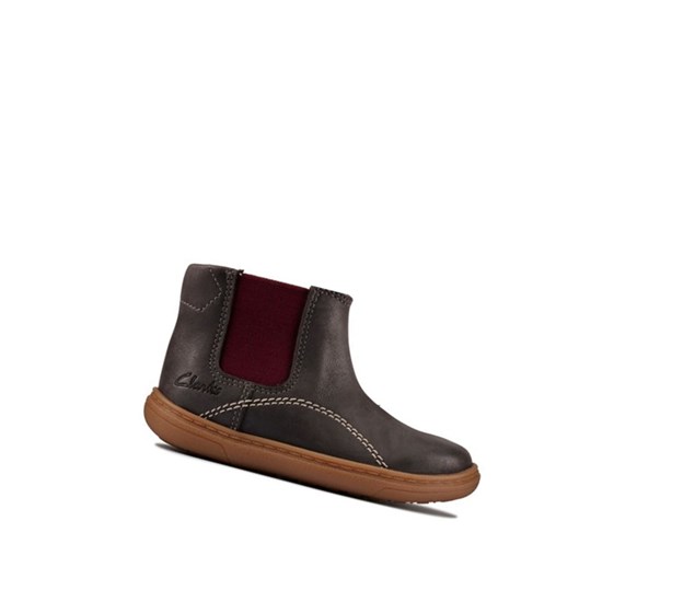 Clarks Flash Sea Kozene Chelsea Cizmy Chlapcenske Tmavo Siva | VHWP-71024