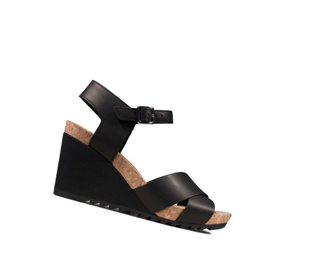 Clarks Flex Sun Kozene Sandale na Platforme Damske Čierne | CHDI-75296