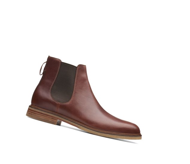 Clarks Gobi Kozene Chelsea Cizmy Panske Tmavo Hnede | JAEO-14908