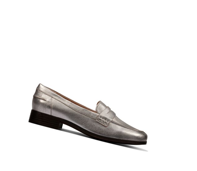 Clarks Hamble Kozene Mokasiny Damske Strieborne Metal | QJGO-93257