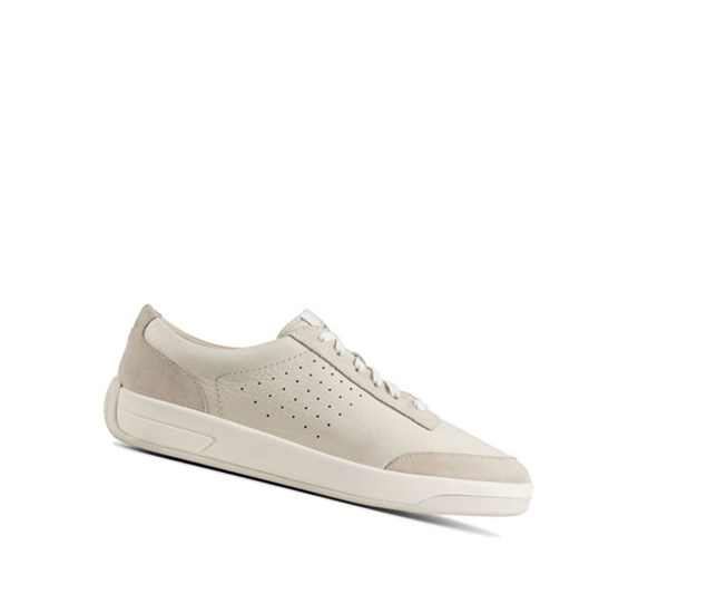 Clarks Hero Air Cipkovane Kozene Ležérne Tenisky Panske Biele | QGIT-87016