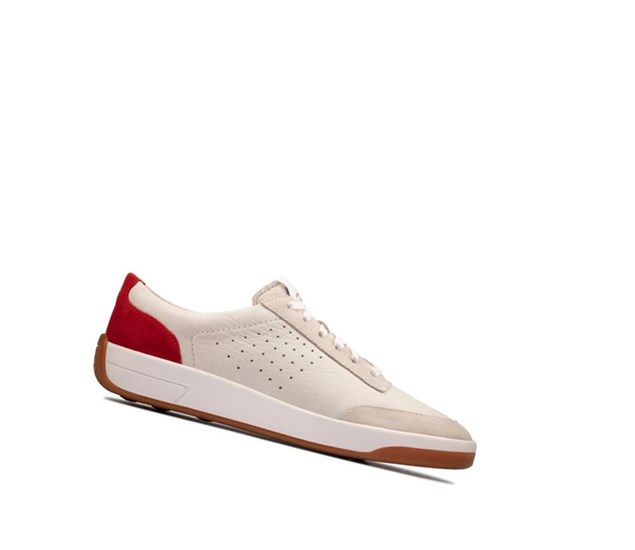 Clarks Hero Air Cipkovane Ležérne Tenisky Damske Biele Červené | CSFR-08359