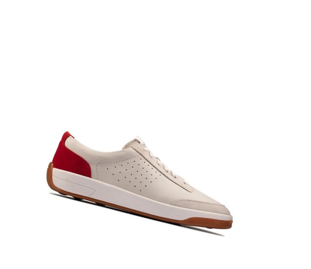 Clarks Hero Air Cipkovane Ležérne Tenisky Panske Biele Červené | NTHO-47123