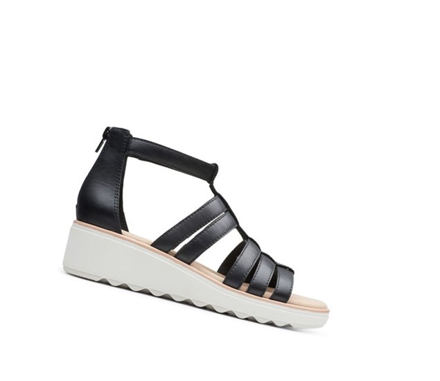 Clarks Jillian Nina Kozene Sandale na Platforme Damske Čierne | PVNF-70985