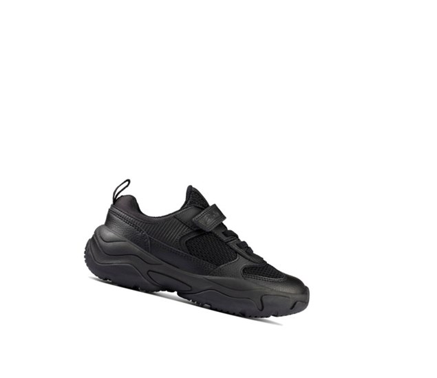 Clarks Kuju Run Kozene Skolske Topanky Chlapcenske Čierne | WEOG-14539