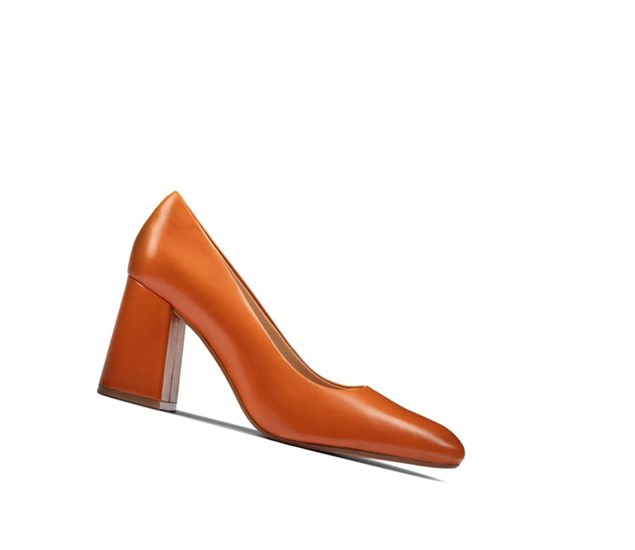 Clarks Laina 85 Court Kozene Podpätky Damske Oranžové | OHMV-05812