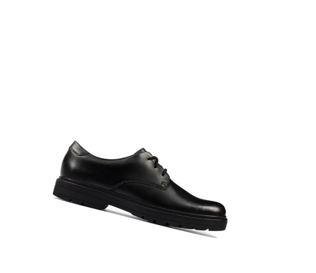 Clarks Loxham Kozene Skolske Topanky Chlapcenske Čierne | BQAH-04892