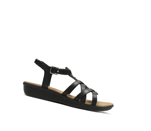 Clarks Manilla Bonita Kozene Ploche Sandale Damske Čierne | HWVR-45032