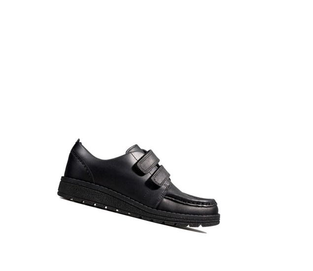 Clarks Mendip Bright Kozene Skolske Topanky Dievcenske Čierne | KUOY-34157