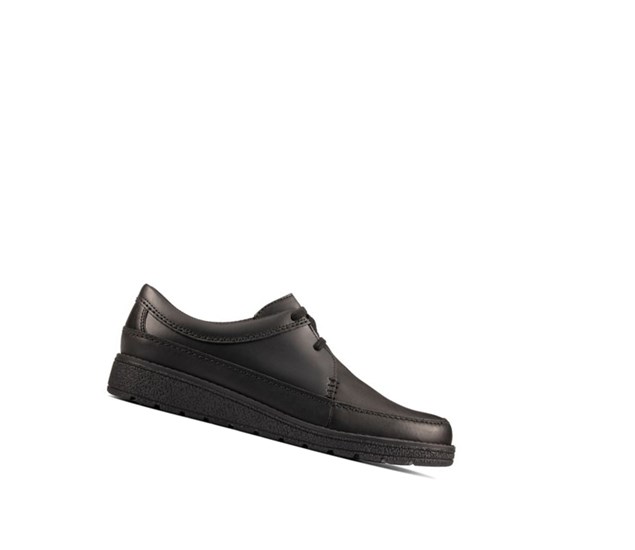 Clarks Mendip Weaver Kozene Skolske Topanky Chlapcenske Čierne | PLYW-51938