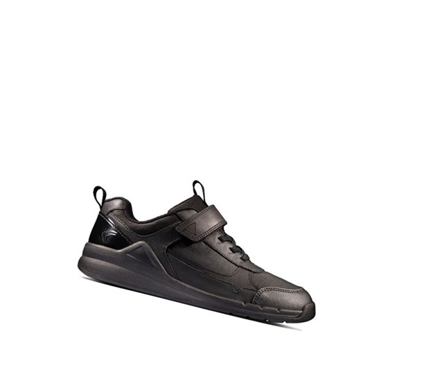 Clarks Orbit Sprint Kozene Tenisky Chlapcenske Čierne | DXNC-14367