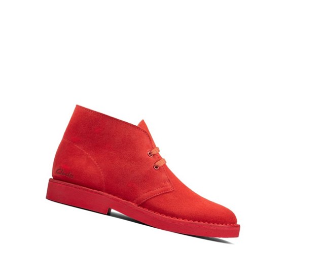 Clarks Ortholite Semisove Púštne Čižmy Damske Červené | DZKO-28360