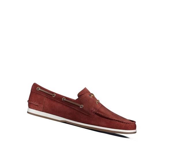 Clarks Pickwell Sail Semisove Mokasiny Panske Červené | YKWU-57841
