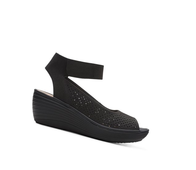 Clarks Reedly Jump Kozene Sandale na Platforme Damske Čierne | ZGYL-20934