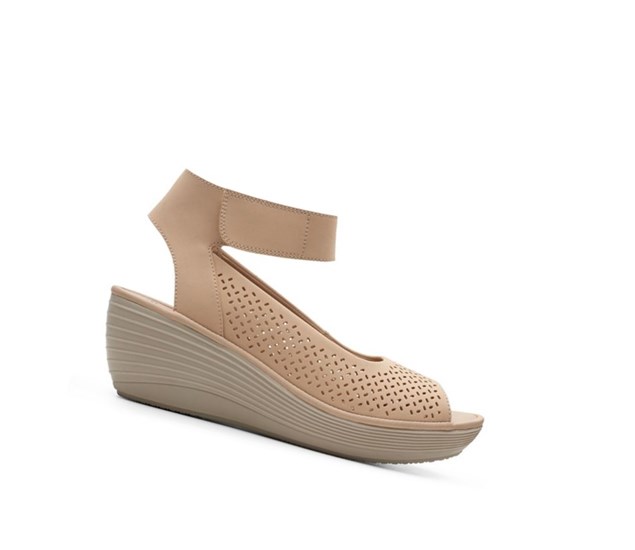 Clarks Reedly Jump Textilne Sandale na Platforme Damske Béžové | WCTJ-31460
