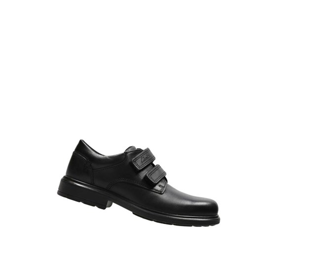 Clarks Remi Pace Kozene Skolske Topanky Chlapcenske Čierne | GPVY-27406