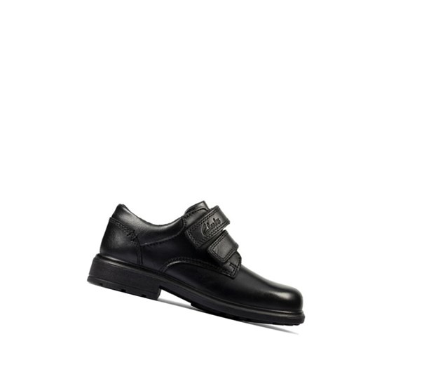 Clarks Remi Pace Kozene Skolske Topanky Chlapcenske Čierne | LIVP-78123