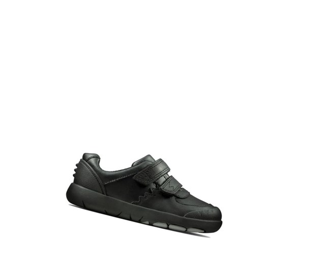 Clarks Rex Pace Kozene Kozene Topanky Chlapcenske Čierne | ZLRA-96718