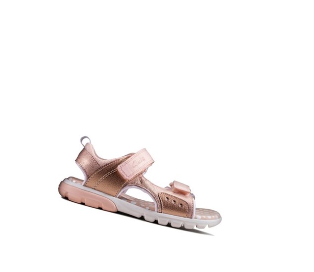 Clarks Rocco Tide Kozene Sandale Casual Chlapcenske Ruzove | BHMT-70394