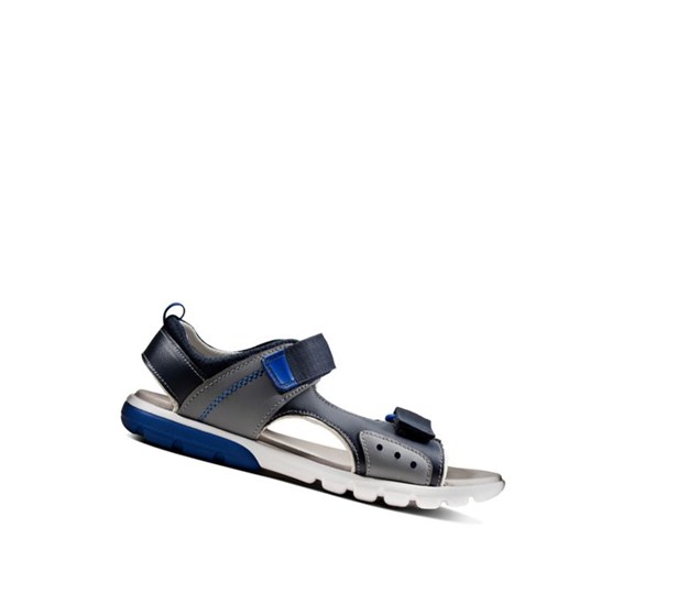 Clarks Rocco Tide Kozene Sandale Casual Chlapcenske Námornícka Modrá | RBZG-59308