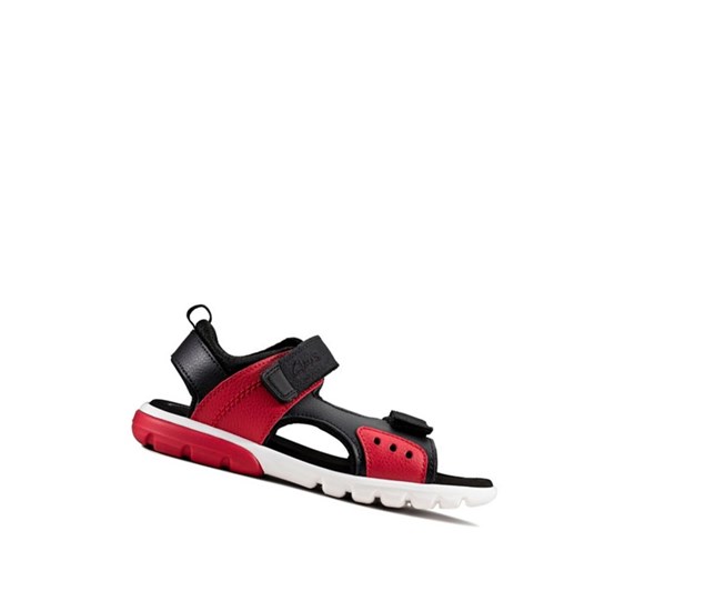 Clarks Rocco Tide Kozene Sandale Casual Chlapcenske Červené | YDXE-03216