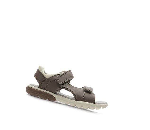 Clarks Rocco Wave Kozene Sandale Casual Chlapcenske Tmavo Hnede | URQO-26857