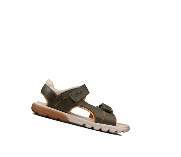 Clarks Rocco Wave Kozene Sandale Casual Chlapcenske Hnedožltý | YAUM-87164